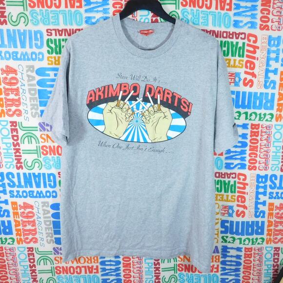 Full Send Steve Will Do It Akimbo Darts Cigarette Double Fist T Shirt Size L - Picture 1 of 4